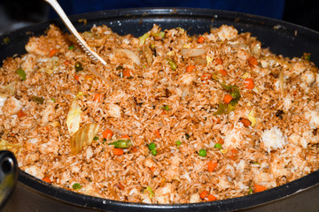 Asian fried rice with chicken.