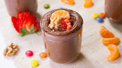 Chocolate mouse with fresh fruit