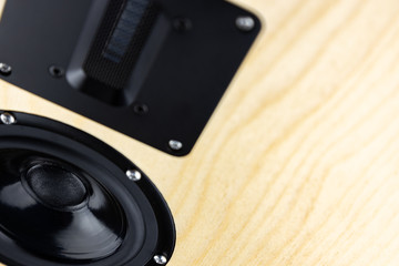 Close up of the  loudspeaker box made of plywood © Fotoforce