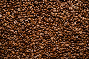 Arabica coffee beans with top view
