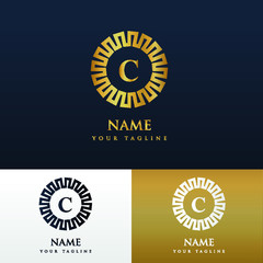 Luxury Logo C Alphabetic template  for Restaurant, Royalty, Boutique, Cafe, Hotel, Heraldic, Jewelry, Fashion etc