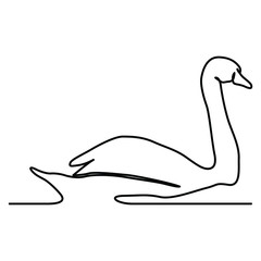 one line continuous drawing swimming swan