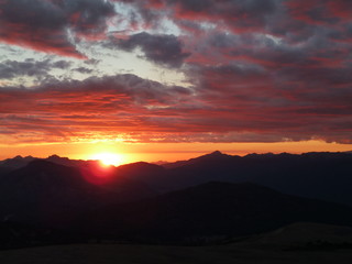 beautiful sunset in the mountains