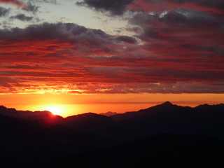beautiful sunset in the mountains