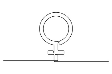 Continuous line drawing. Female symbol. Gender icon. Black isolated on white background. Hand drawn vector illustration.  © Retany