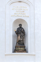 Antique St. Peter statue in Prague Castle