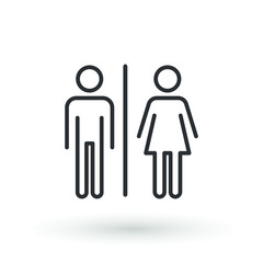 toilet line icon or logo WC symbols, toilet sign Bathroom Male and female Gender icon Funny wc door plate symbol isolated sign vector illustration