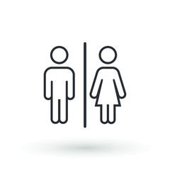 toilet line icon or logo WC symbols, toilet sign Bathroom Male and female Gender icon Funny wc door plate symbol isolated sign vector illustration
