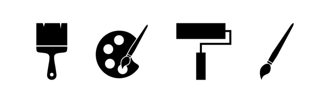 Paint icons set. Paint brush vector icon. Paint roller icon