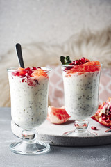 Chia pudding with fresh fruits.