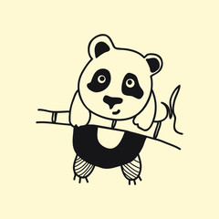 vector animal line icon for web, tatto, logo panda