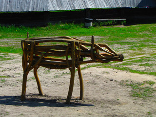 Ukrainian traditional wooden bull-calf.