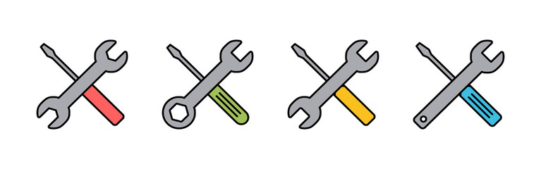 Repair icons set. Wrench and screwdriver icon. Settings vector icon. Maintenance