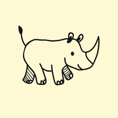 vector animal line icon for web, tatto, logo rhinoceros