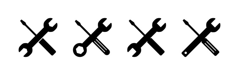 Repair icons set. Wrench and screwdriver icon. Settings vector icon. Maintenance