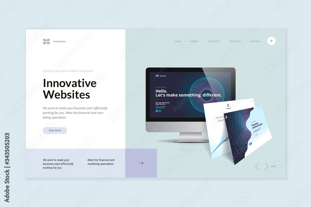 Fototapete website template design. modern vector illustration concept of web page design for website and mobil