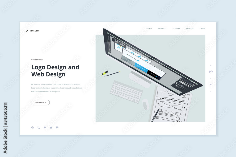 Poster website template design. modern vector illustration concept of web page design for website and mobil