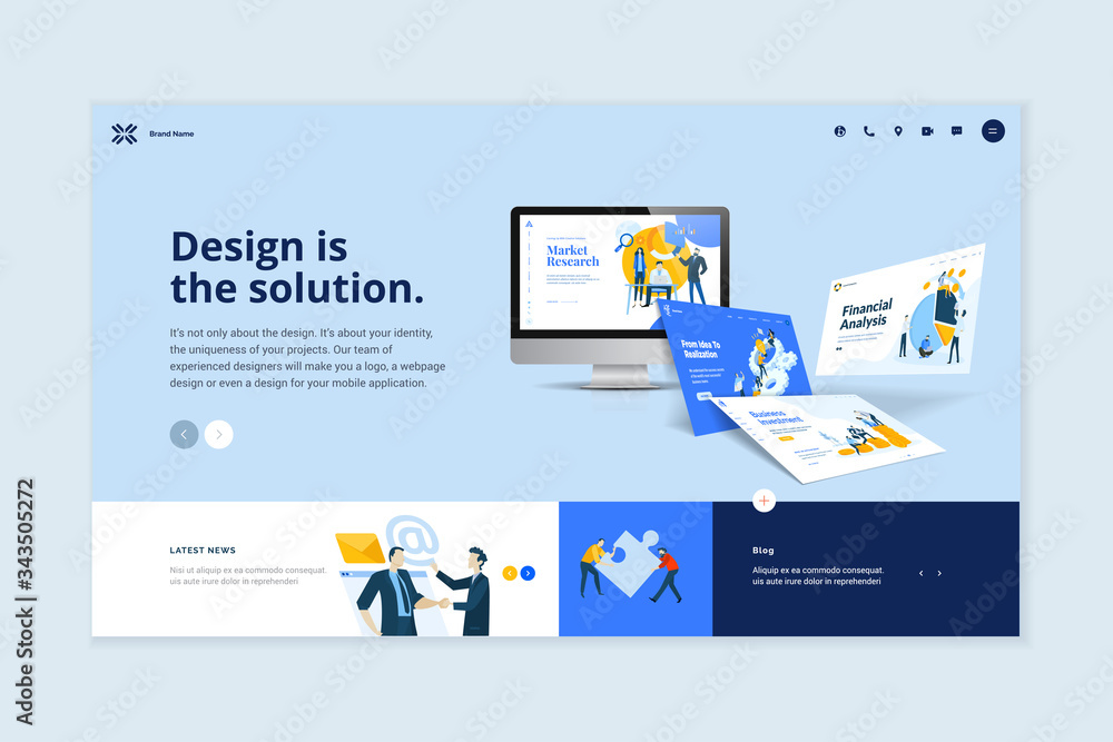 Fototapete website template design. modern vector illustration concept of web page design for website and mobil