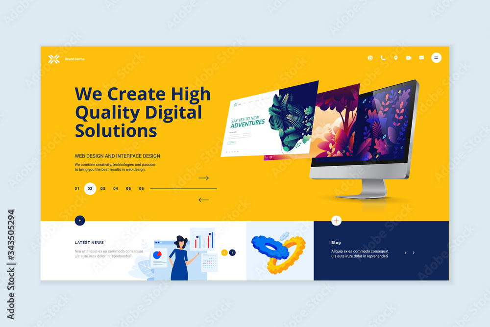 Poster website template design. modern vector illustration concept of web page design for website and mobil