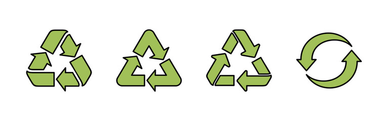 Recycle icons set vector. Recycle and some packaging sign. environment icon