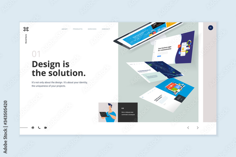 Aufkleber website template design. modern vector illustration concept of web page design for website and mobil