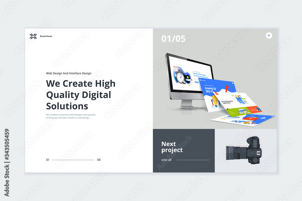 Poster website template design. modern vector illustration concept of web page design for website and mobil