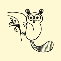 vector animal line icon for web, tatto, logo tarsier