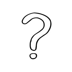 Question mark in doodle style on white background. Modern icon for web background design.	
