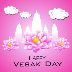Fototapeta na wymiar Vector illustration of a background or poster for celebrate Happy Vesak day or Buddha Purnima.