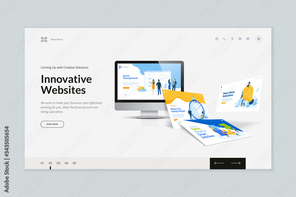 Fototapete website template design. modern vector illustration concept of web page design for website and mobil
