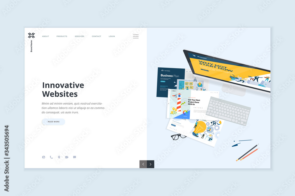 Fototapete website template design. modern vector illustration concept of web page design for website and mobil