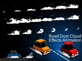 Fotobehang Road dust cloud from driving car or motorcycle.Can use for game design, animation, 2D 3D cartoon. © nhongf22