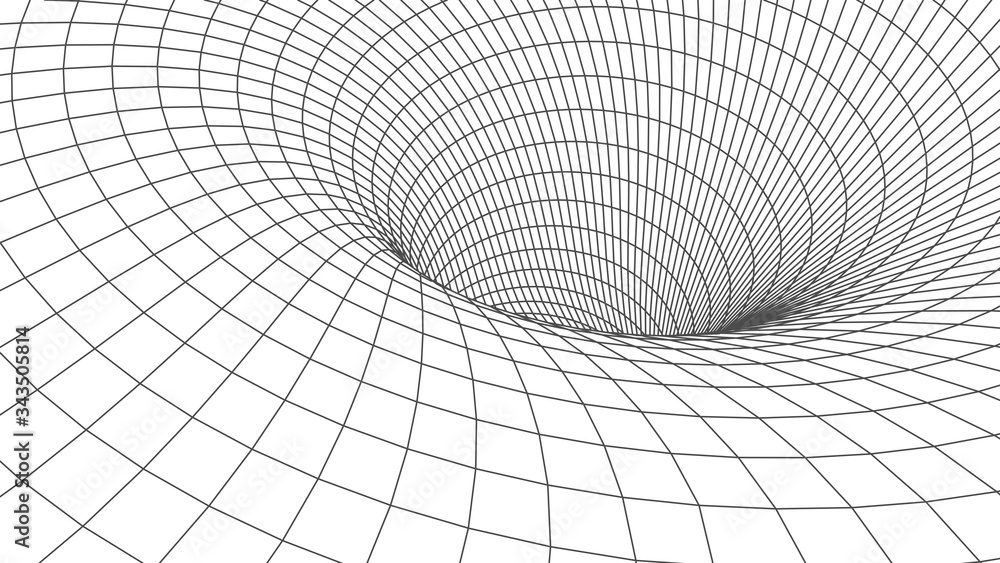 Poster Abstract tunnel. Vector wormhole. 3D corridor mesh.