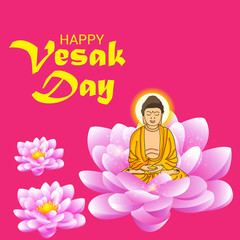 Vector illustration of a background or poster for celebrate Happy Vesak day or Buddha Purnima.