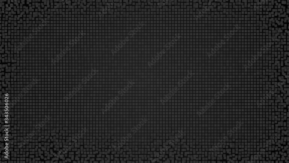 Poster black texture. small square tiles. gray pixel mosaic. black digital background. rectangle grid disin