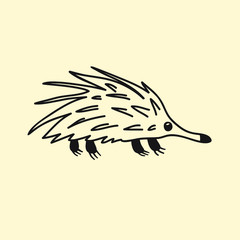 vector animal line icon for web, tatto, logo echidna