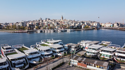 Cruising boat waiting on the Bosphorus in Intanbul