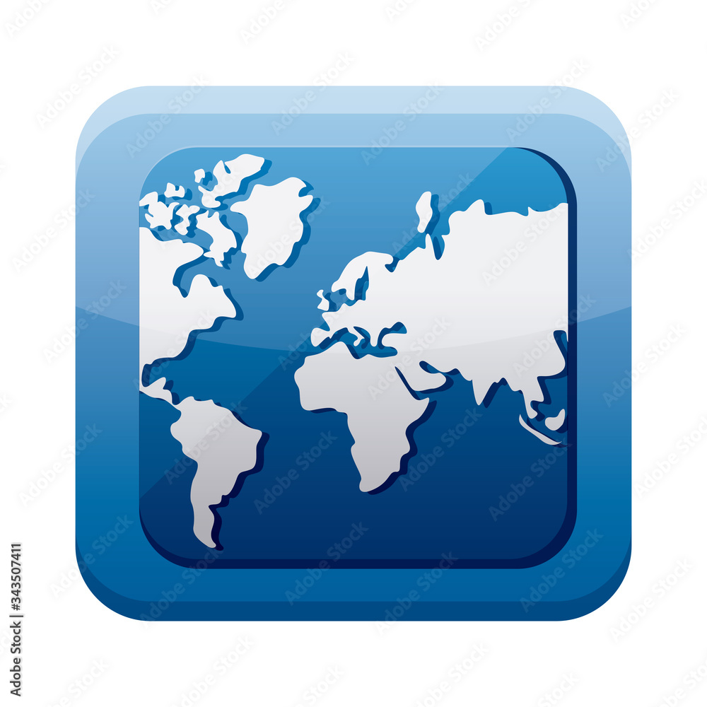 Poster world planet app button menu isolated icon