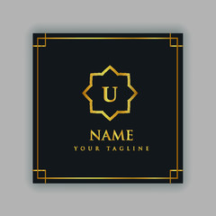 Luxury Logo Alphabetic U template  for Restaurant, Royalty, Boutique, Cafe, Hotel, Heraldic, Jewelry, Fashion etc