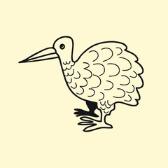vector animal line icon for web, tatto, logo kiwi animal