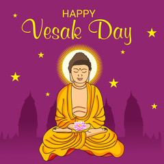 Vector illustration of a background or poster for celebrate Happy Vesak day or Buddha Purnima.