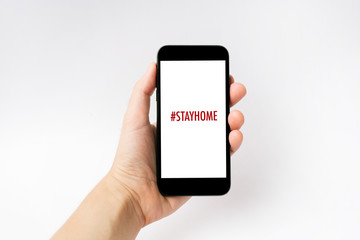 Quarantine and warning, attention, outbreak alert notification on mobile and smart watches devices. Stay at home advice to stop coronavirus COVID-19 spreading. Global pandemic Covid -19 prevention