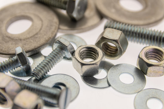 Sheet Metal And Stainless Steel Screws Together With Hex Nuts