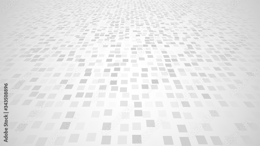 Poster simple white background. gray gradient backdrop. perspective square pattern. random rectangle tiles.
