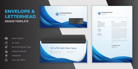 Blue abstract corporate envelope corporate identity template