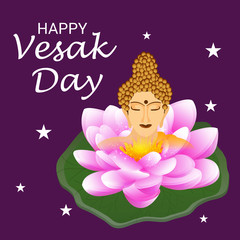 Vector illustration of a background or poster for celebrate Happy Vesak day or Buddha Purnima.