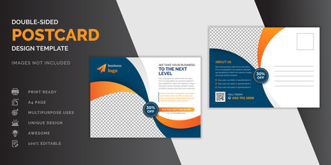 Corporate business dark blue postcard or EDDM postcard design template