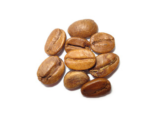 Coffee beans isolated on a white background. 