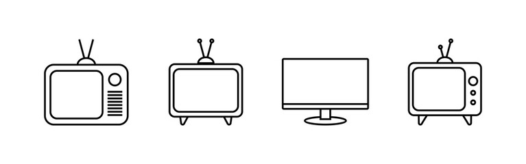 TV vector icons set. Television icon - obrazy, fototapety, plakaty