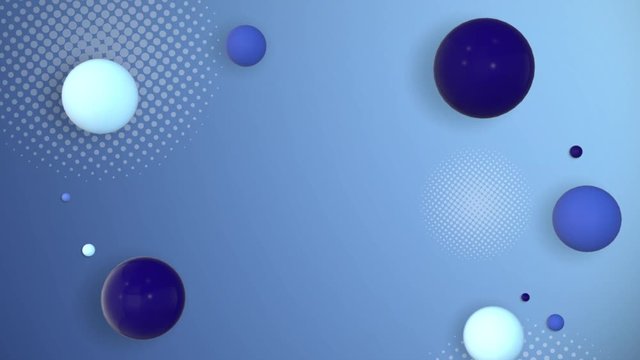 Abstract blue background, the blue ball falls on the background, you can insert objects on the background after the balls roll out, 3d rendering.